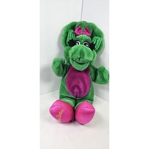 Vintage Baby Bop Puppet Plush 1992 Lyons Dinosaur Barney Green Purple 14 Inch